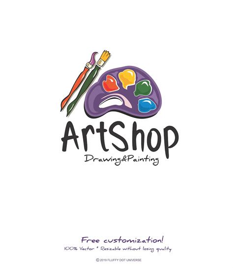 Art Shop Logo Paint Logo Creative Logo Brush Logo Colors Etsy