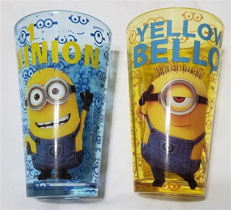 Lot Of 2 Despicable Me Minion 16 Oz Drinking Glasses Universal Studios