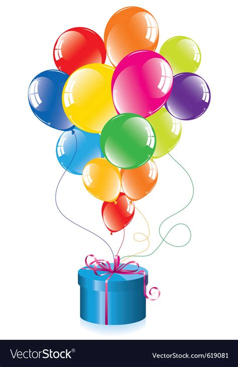 Colorful Balloons And A T Box Royalty Free Vector Image