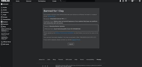 A Very Odd Roblox Ban Platform Usage Support Developer Forum Roblox
