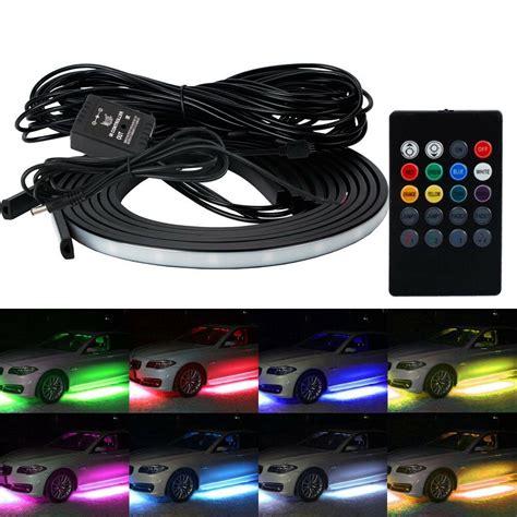8 Color Led Strip Under Car Tube Underglow Underbody System Neon Lights
