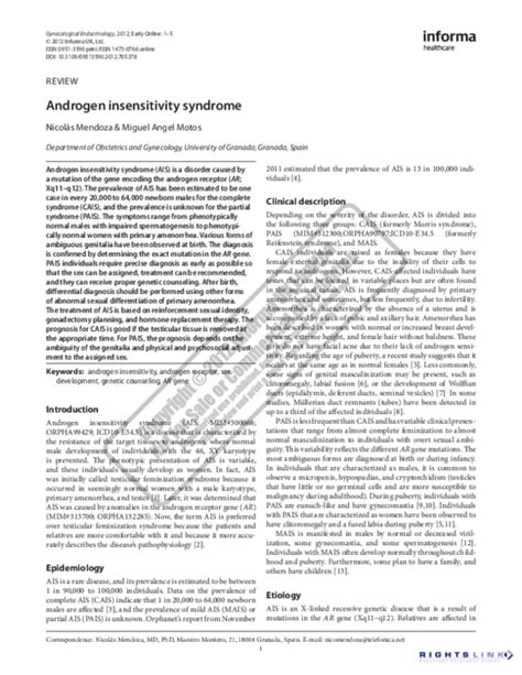 Pdf Complete Androgen Insensitivity Syndrome In An Adult A Rare Entity Case Report