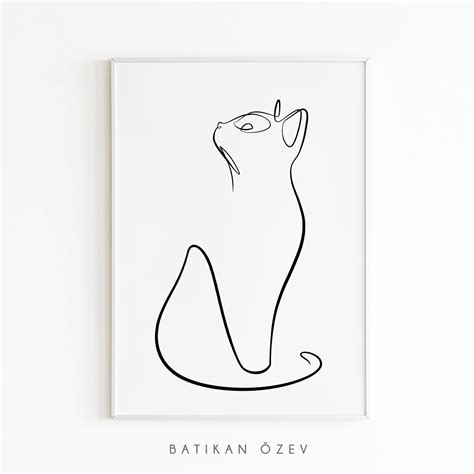 Minimalist Cat Line Art Print Cat Drawing Poster One Line Design