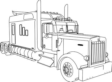 Peterbilt Semi Truck Coloring Page Drawing Sketch Sketch Coloring Page | Truck coloring pages