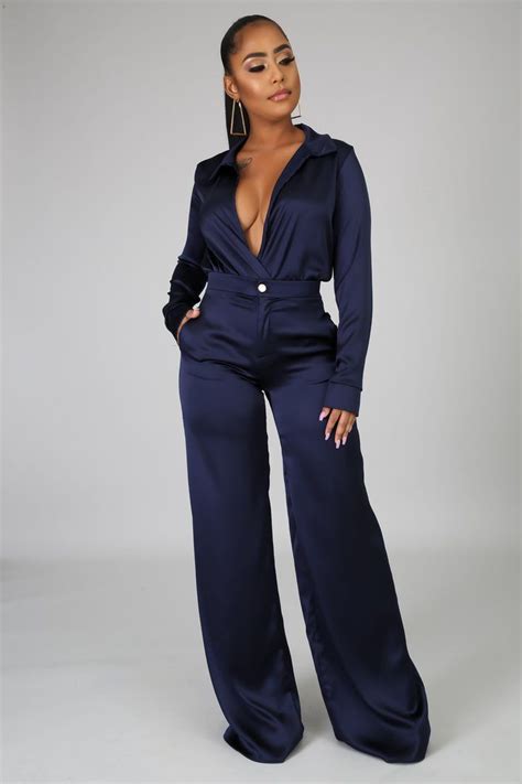 classy bougie pant set style gt40141 description stretch two piece collar v neckline bodysuit