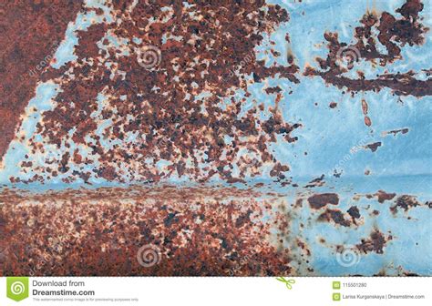 Multicolored Background Rusty Metal Surface With Blue