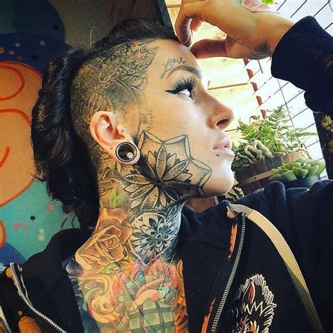 Tattooed Faces Squad On Instagram Carlymarie Blackworktattoo Headtattoo Necktattoo
