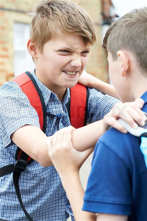 Two Boys Fighting In School Playground Stock Image Colourbox