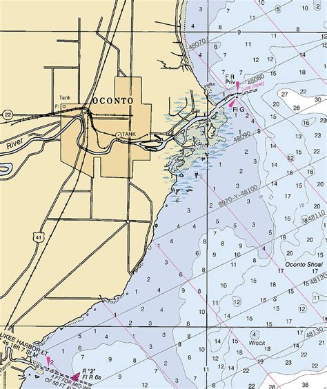 Oconto Lake Michigan Nautical Chart Mixed Media By Bret Johnstad Pixels