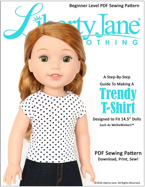 Liberty Jane Free T Shirt Doll Clothes Pattern For Welliewishers Dolls Pixie Faire