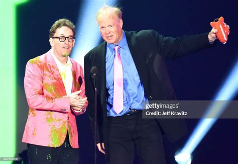 Actors Tom Kenny And Bill Fagerbakke Get Slimed Onstage During News