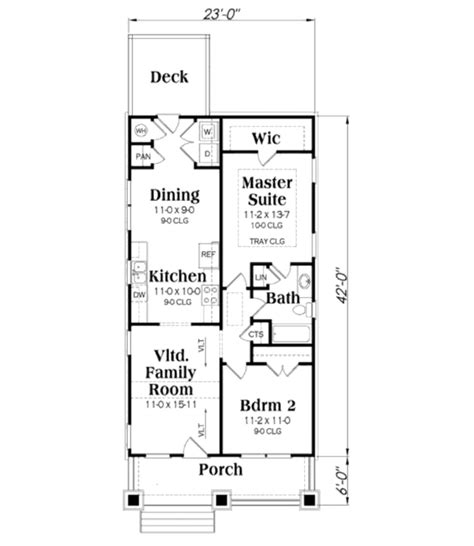 2 Bedroom One Story Tiny House Floor Plans