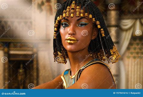Close Up Portrait Of Egyptian Pharaoh Queen Cleopatra Stock