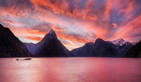Tapeta Na Monitor Příroda Nový Zéland Jezero Hory Nebe Západ Slunce