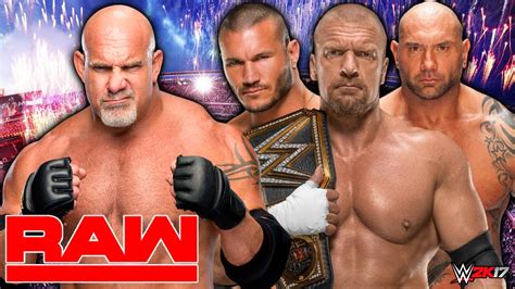 Goldberg Vs Randy Orton And Batista And Triple H The Evolution
