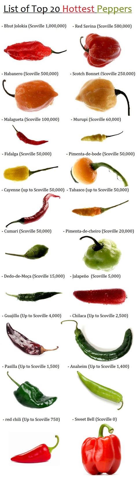 Types Of Hot Peppers Chart