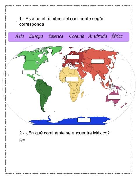 Ficha De Los Continentes En Pdf Online Continentes Y Océanos