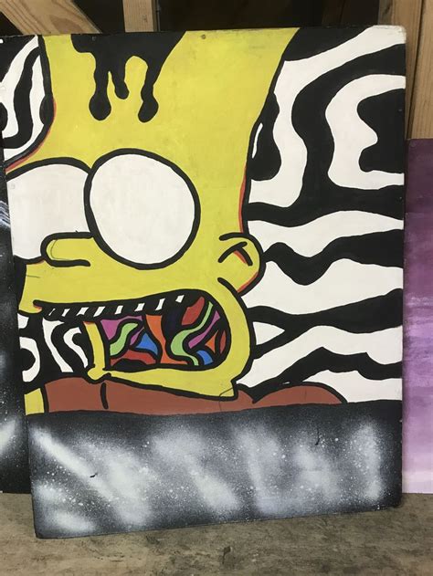 Trippy Bart Painting From The Simpsons Colorful Canvas Paintings