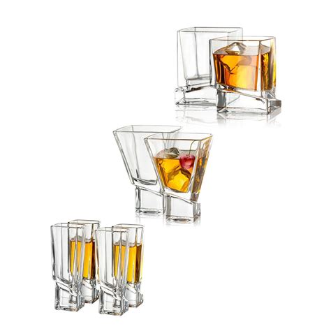 Carre Collection Set Of 2 Whiskey 2 Martini 4 Shot Glasses