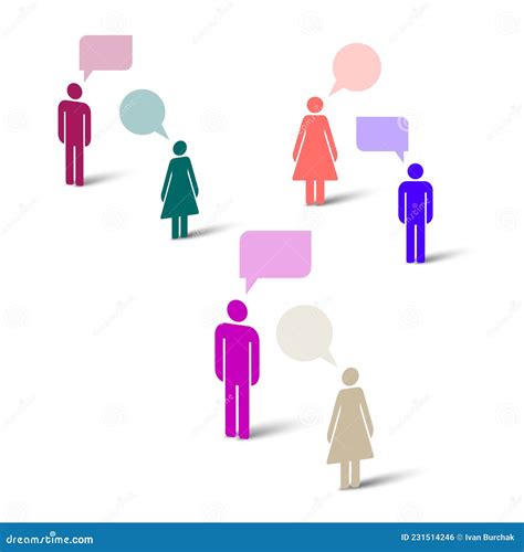 People With Speech Bubbles Stick Figure Simple Icons Vector