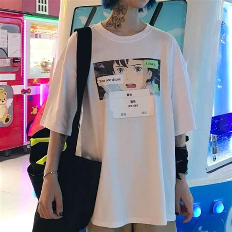 Harajuku Anime Text T Shirt Street Fashion Store Aesthetic Fashion