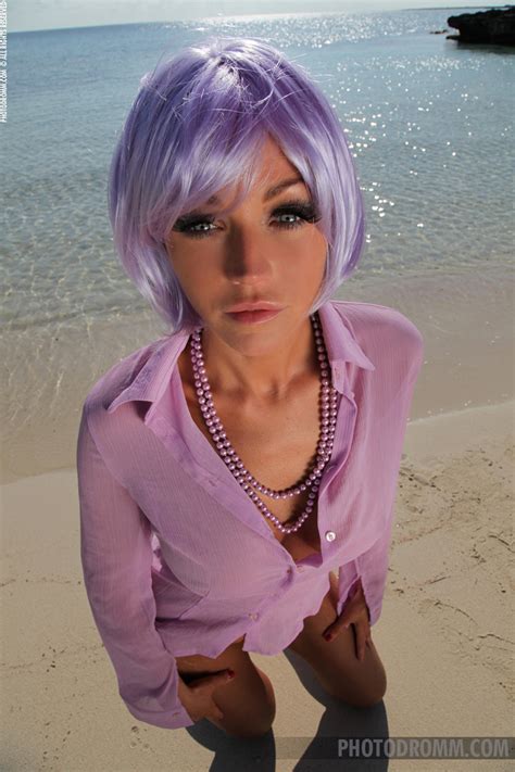 uk glamour model holly henderson in a purple wig at the beach porn pictures xxx photos sex