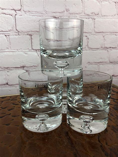 crystal whisky glasses set of four krosno poland suspended bubble glasses
