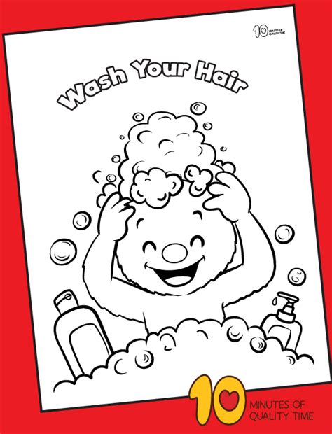 Stand under the shower or hold your head beneath running water. Wash Your Hair Coloring Page (With images) | Coloring ...