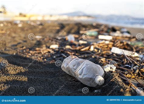 Pollution Plastic Water Bottle On A Beach Stock Image Image Of Despair Plastic