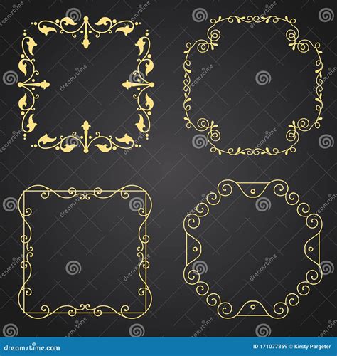 Collection Of Gold Decorative Borders Stock Vector Illustration Of