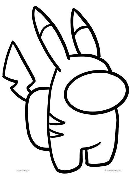 Among Us Pikachu Coloring Page Coloring With Kids