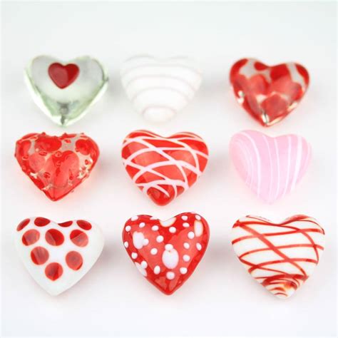 Nine Mini Glass Decorative Hearts By Nest