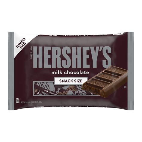 Hersheys Milk Chocolate Snack Size Candy Bars Individually Wrapped 198 Oz Jumbo Bag