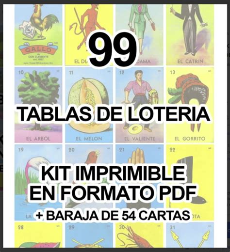 Loteria Mexicana En PDF 99 Tablas 54 Cartas Descarga Y Imprime PDF