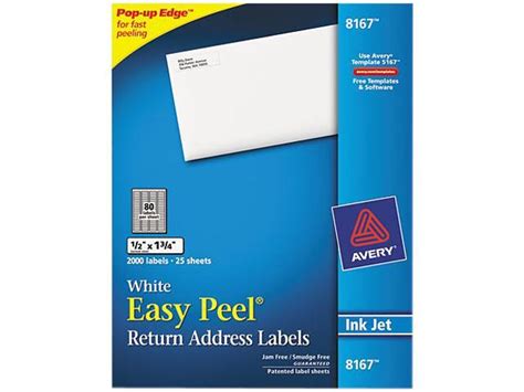Avery 8167 Easy Peel Inkjet Return Address Labels 12 X 1 34 We