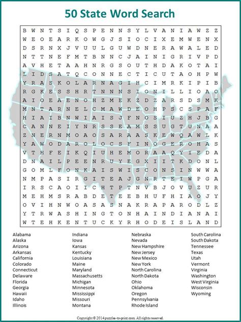 The 50 State Word Search Map