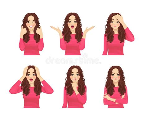 Woman Expressions Set Stock Vector Illustration Of Wear