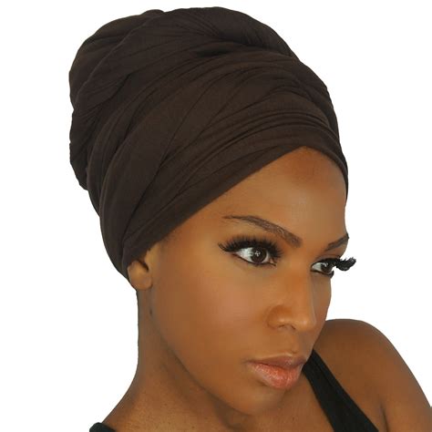 Stretch Head Wraps For Women Chocolate Brown Extra Long Etsy