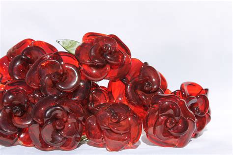 Buy A Custom Dozen Glass Roses Flower Long Stemmed Untamed Rose Red