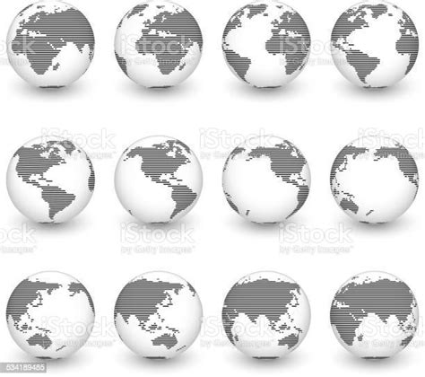 Globe Royalty Free 벡터 인터페이스 아이콘 세트 세계지도 지구본에 대한 스톡 벡터 아트 및 기타 이미지 지구본