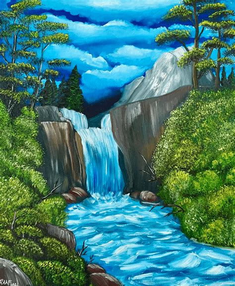 Waterfall Painting Step By Step Painting Tutorial For Beginners Vlr