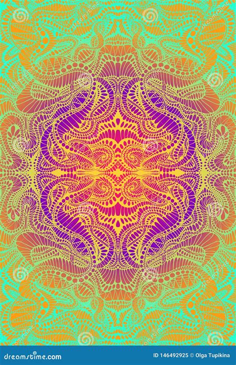 Psychedelic Trippy Colorful Fractal Mandala Gradient Bright Color