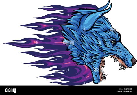 Blue Fire Flames Wolf