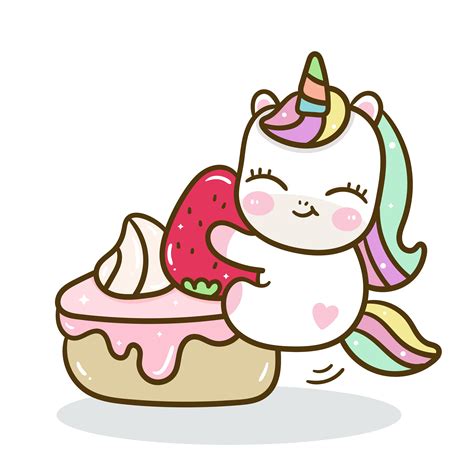 Cute Unicorn Vector With Sweet Cake Dessert Happy Birthday Party
