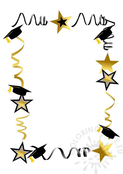 Colored Graduation Caps Frame Clip Art Borders Free Preschool