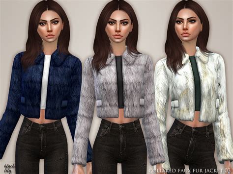 The Sims Resource Collared Faux Fur Jacket 03