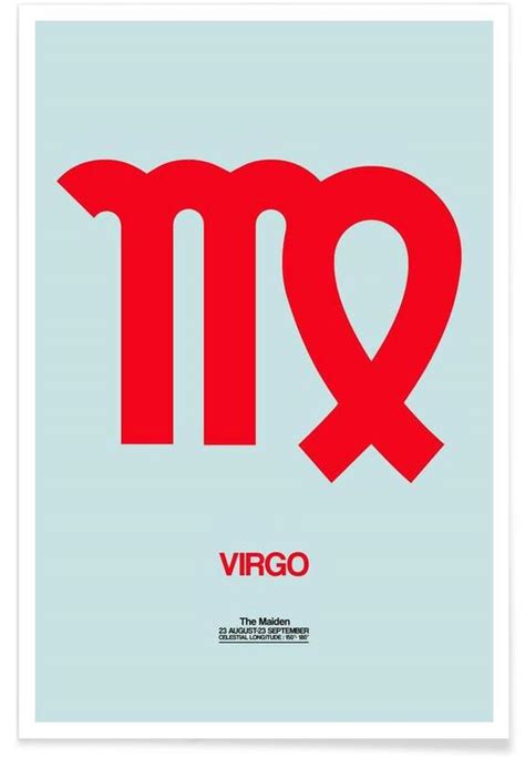 Virgo Zodiac Sign Red Poster Juniqe