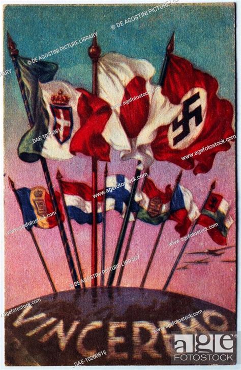 We Will Win Poster With The Axis Flags World War II Italy 20th
