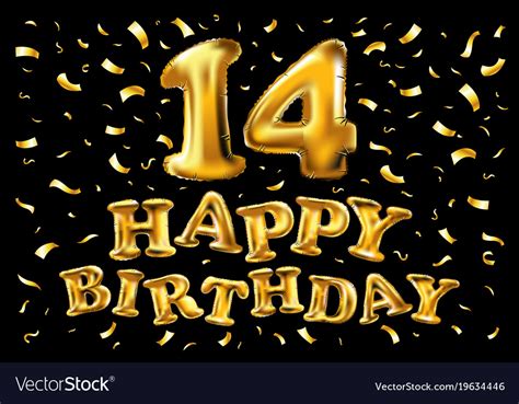 14th Happy Birthday Logo Beautiful Greeting Card Vector Image