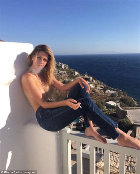 Topless Mischa Barton Smokes A Cigarette On A Mykonos Balcony In New